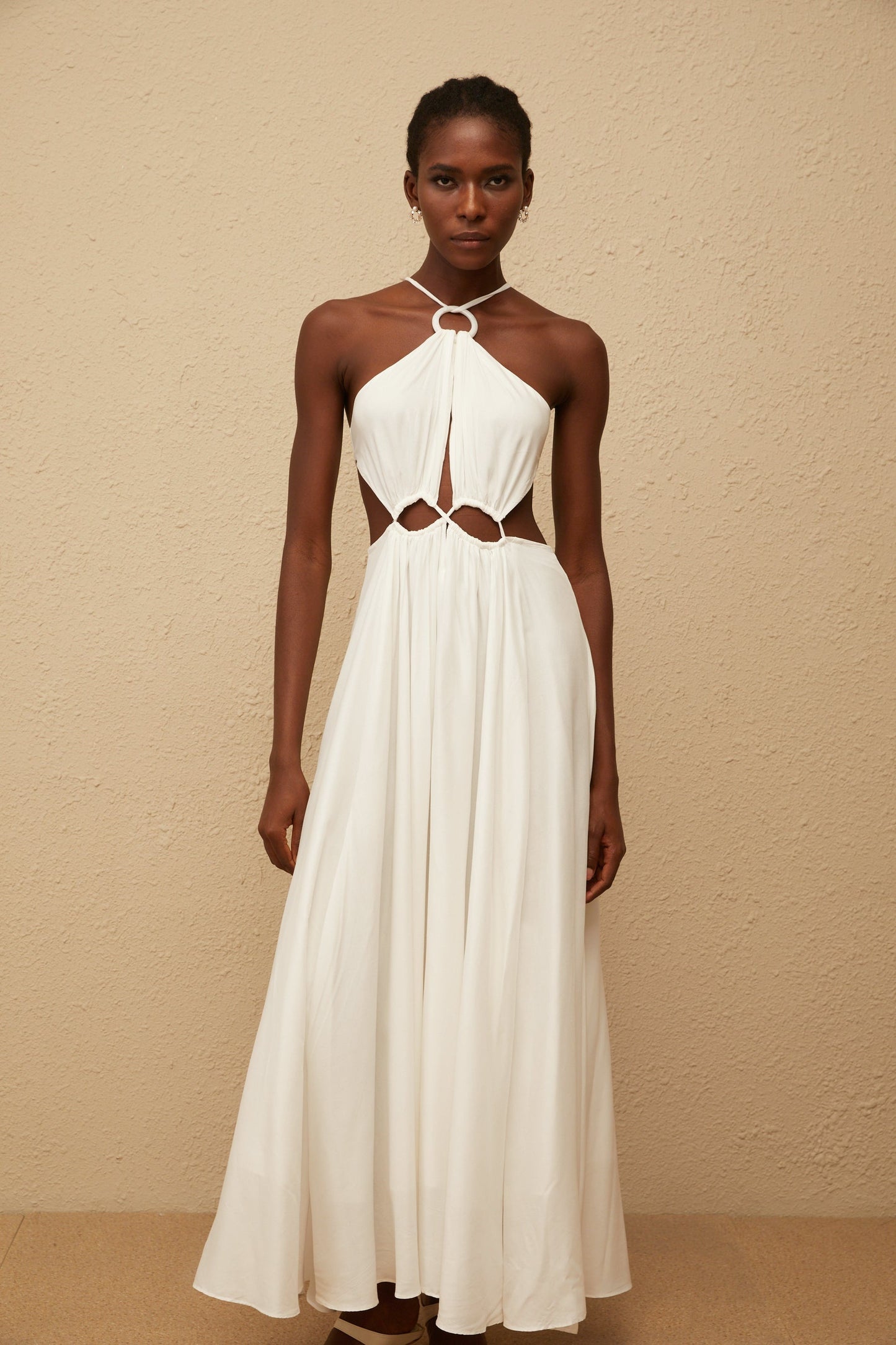 Despoina White Bohemian Style Maxi Dress