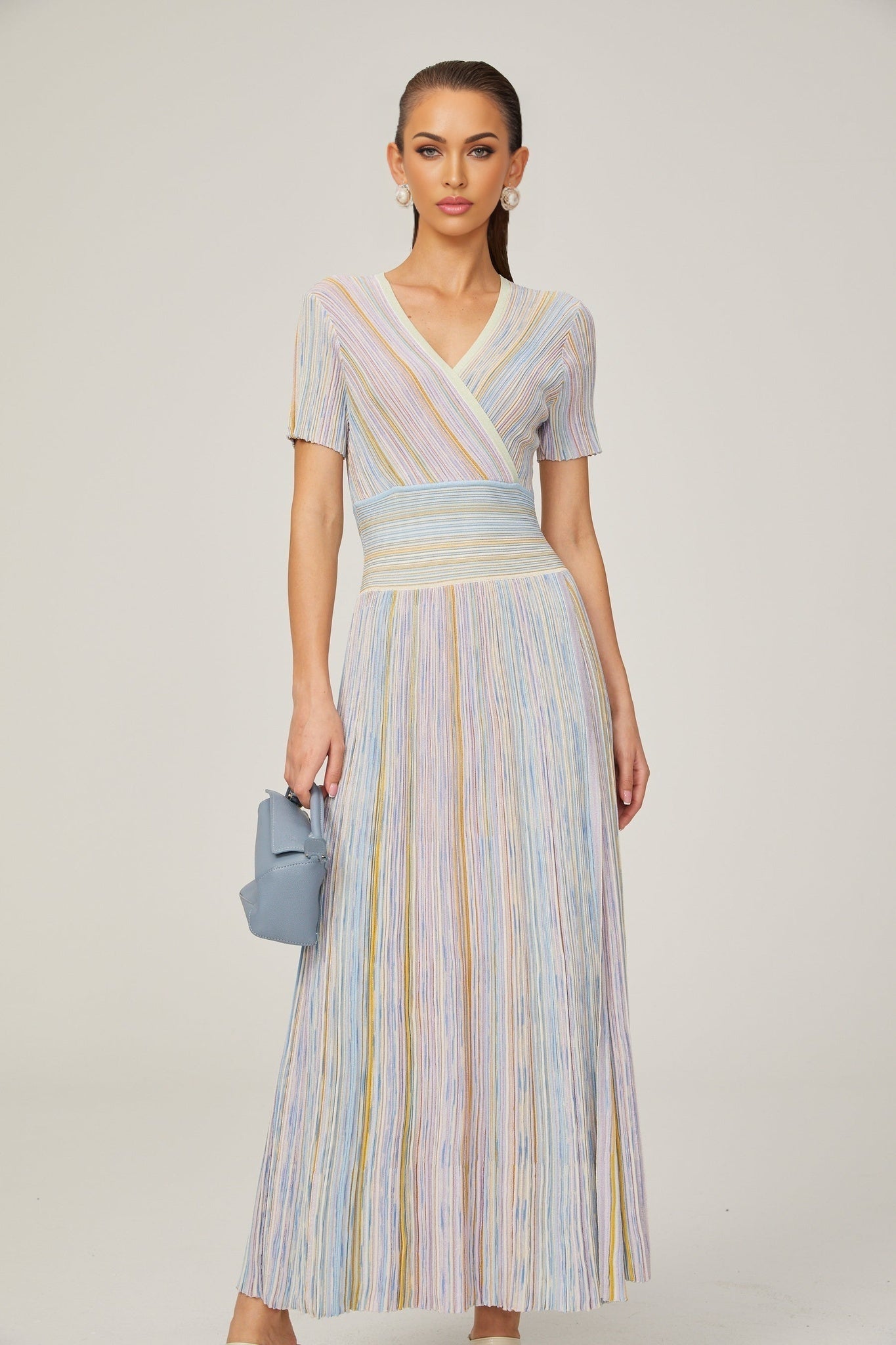 Diane contrastcolor pinstripe ribknit midi dress