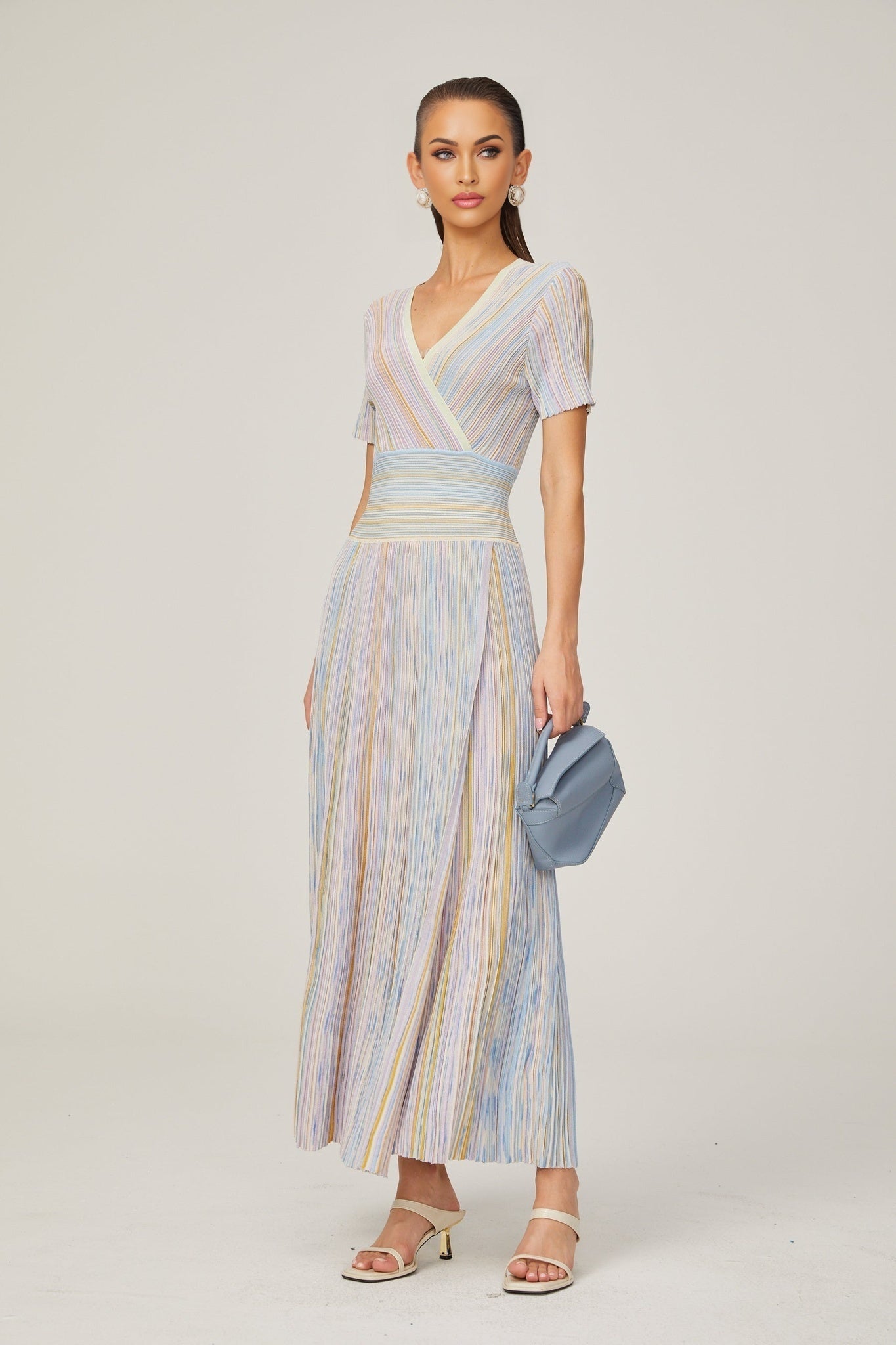 Diane contrastcolor pinstripe ribknit midi dress