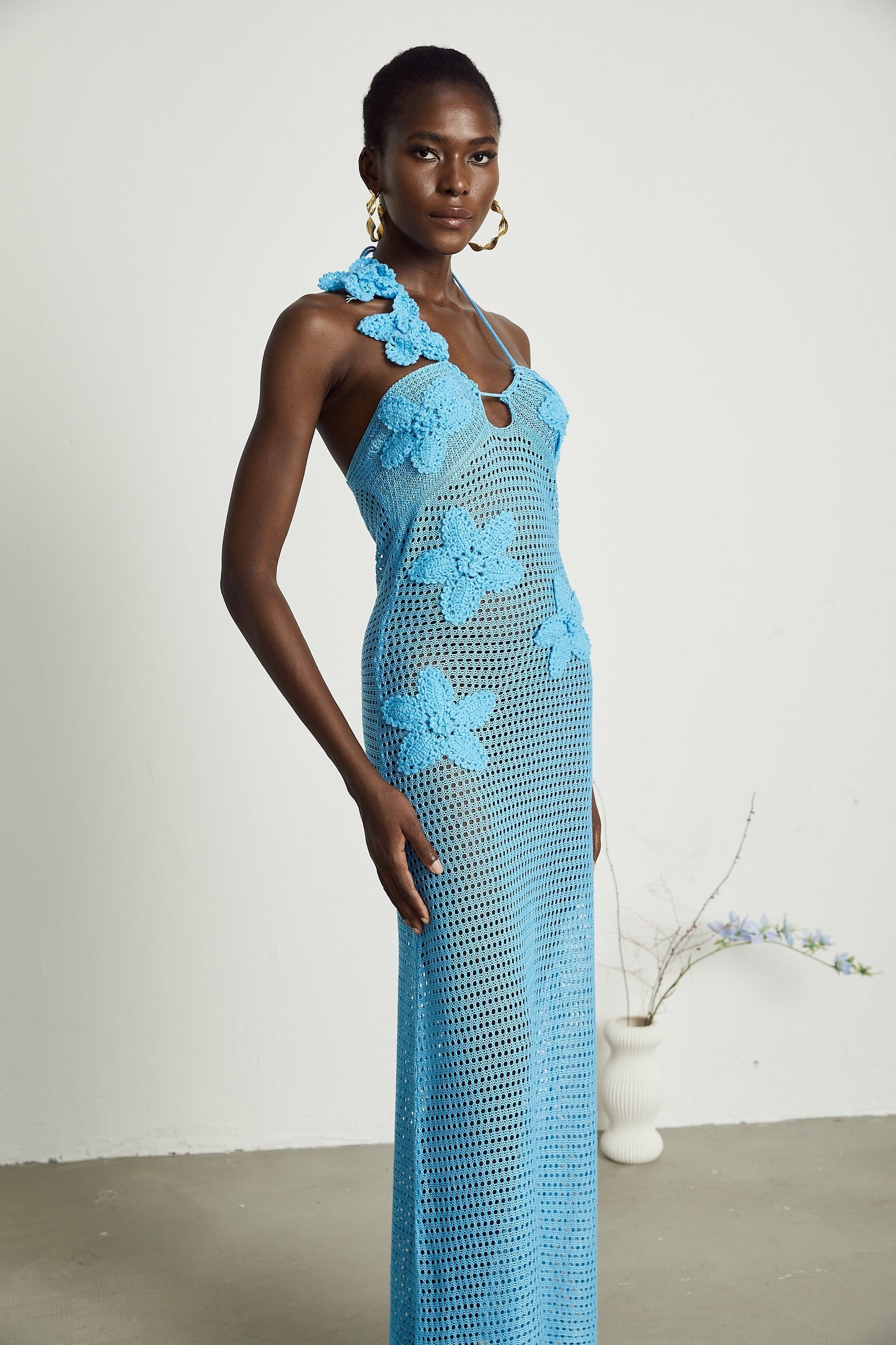 Diane crochet fauxflower embellished maxi dress