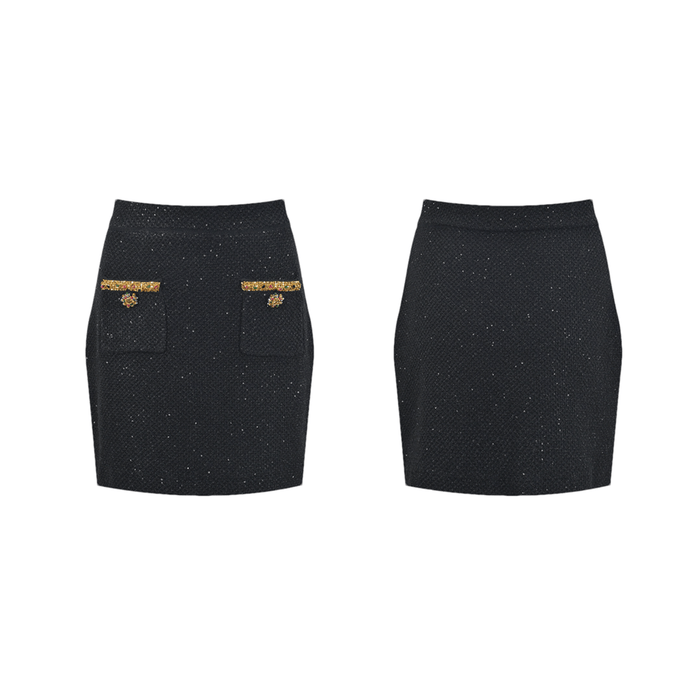 Elena Jacket & Skirt Sequin Tweed Set Jacqueline van Hoef