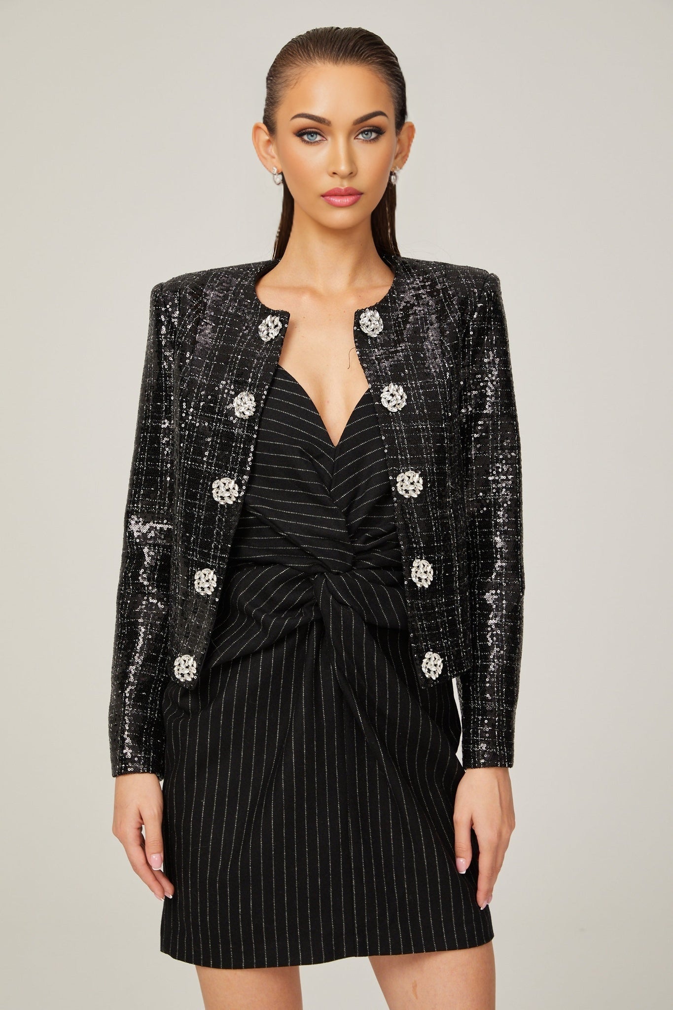 Dorothée black sequinembellished jacket