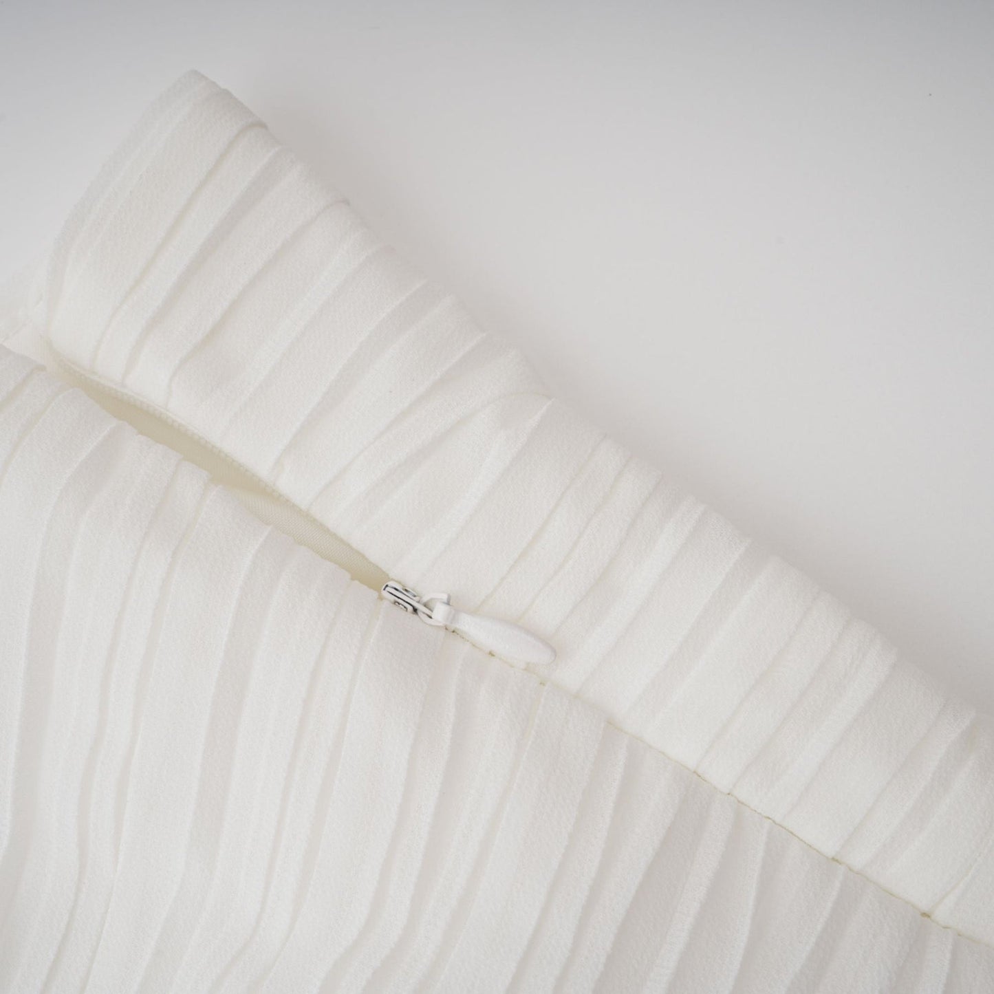 Doux White Ruffled Trim Pleated Midi Dress