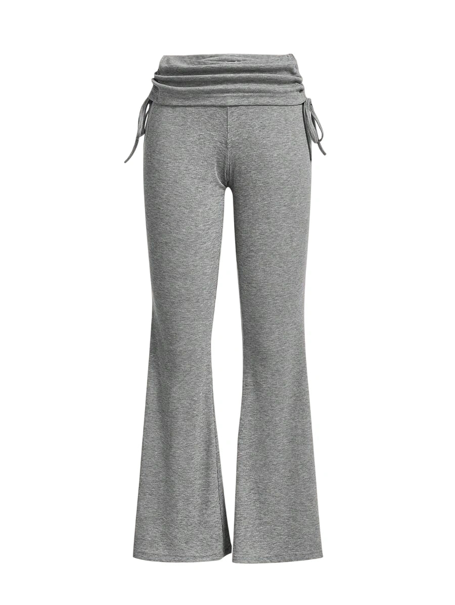 Drawstring Side Flare Leg Pants