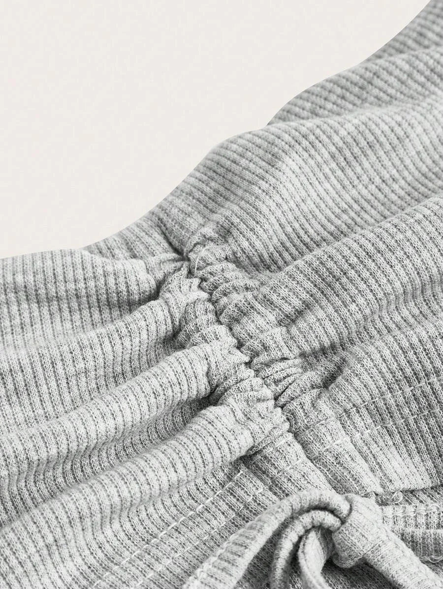 Drawstring Side Flare Leg Pants