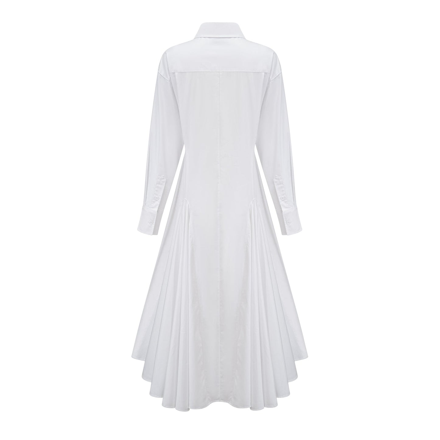 Dulcie white frontslit shirred shirt dress