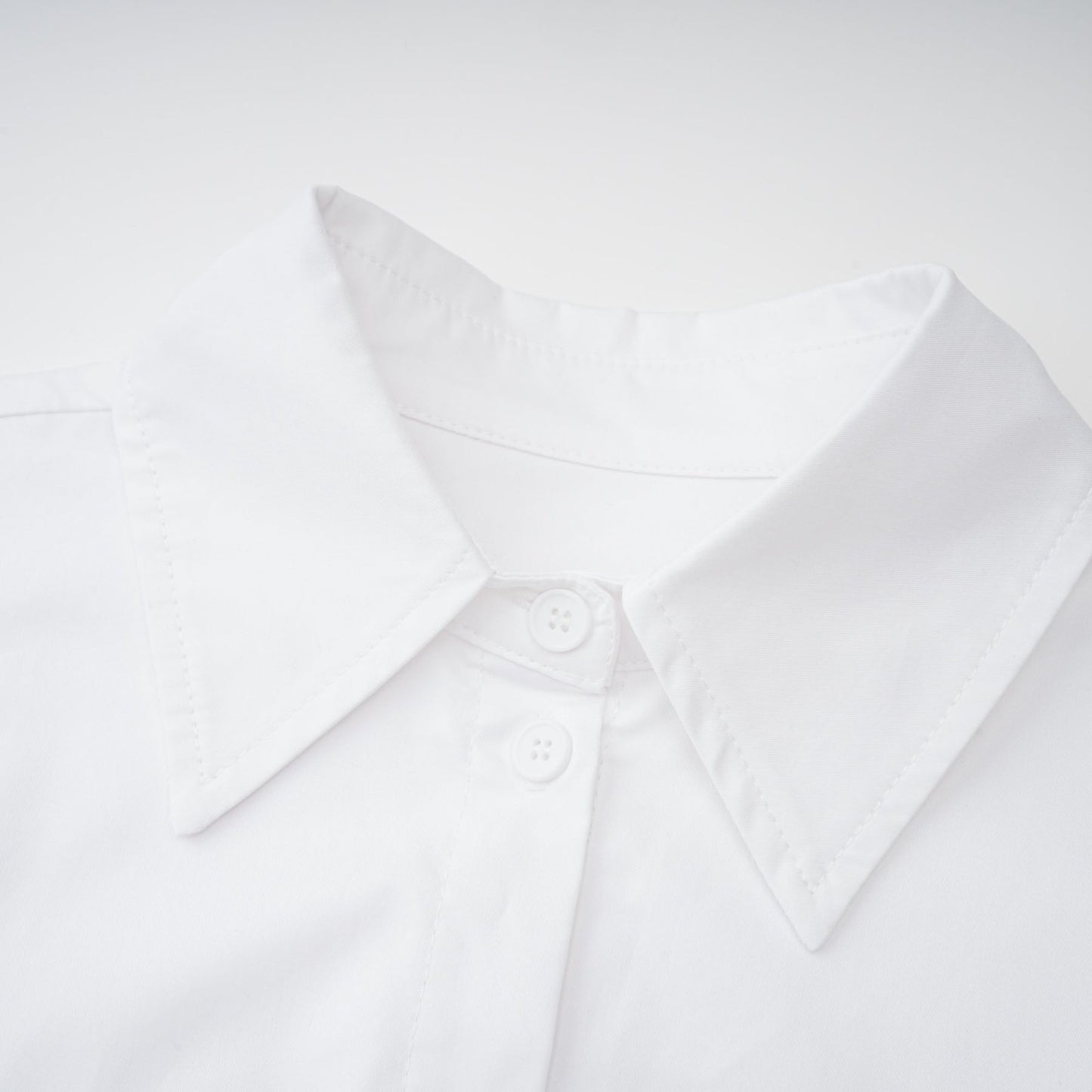 Dulcie white frontslit shirred shirt dress
