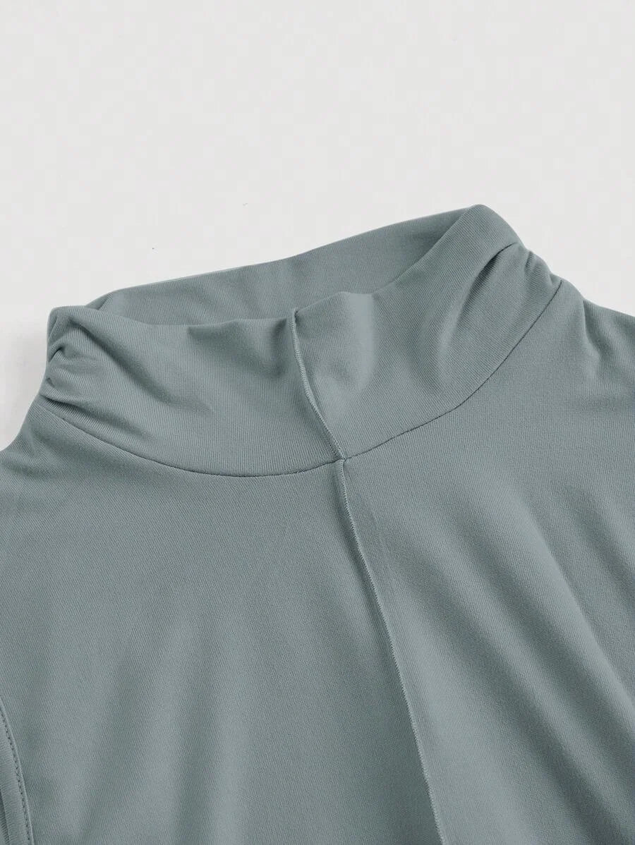Dusty Blue Turtleneck Sleeveless Dress For WomenFall Long DressesCruise Women OutfitsElegant