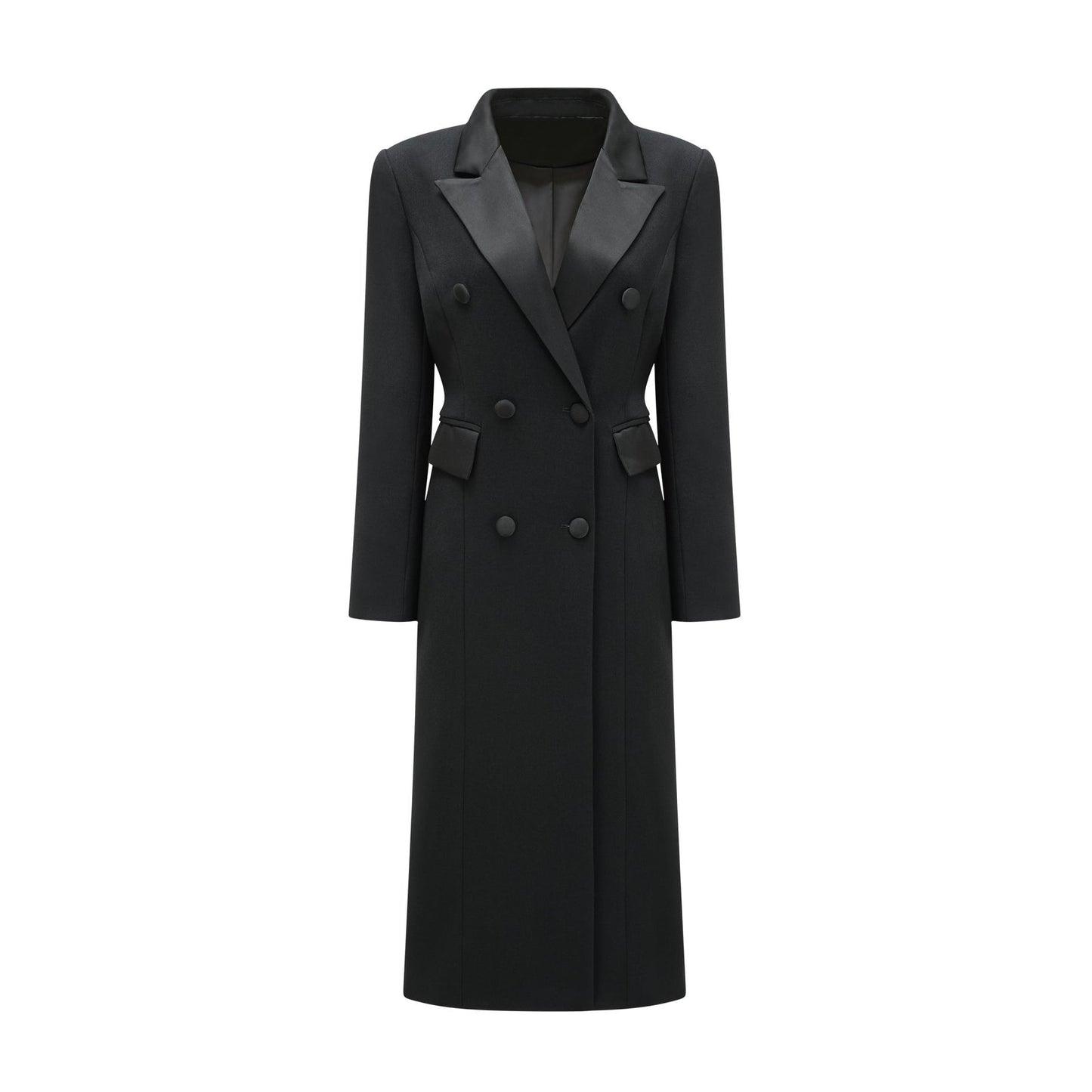 Eithne black doublebreasted long coat