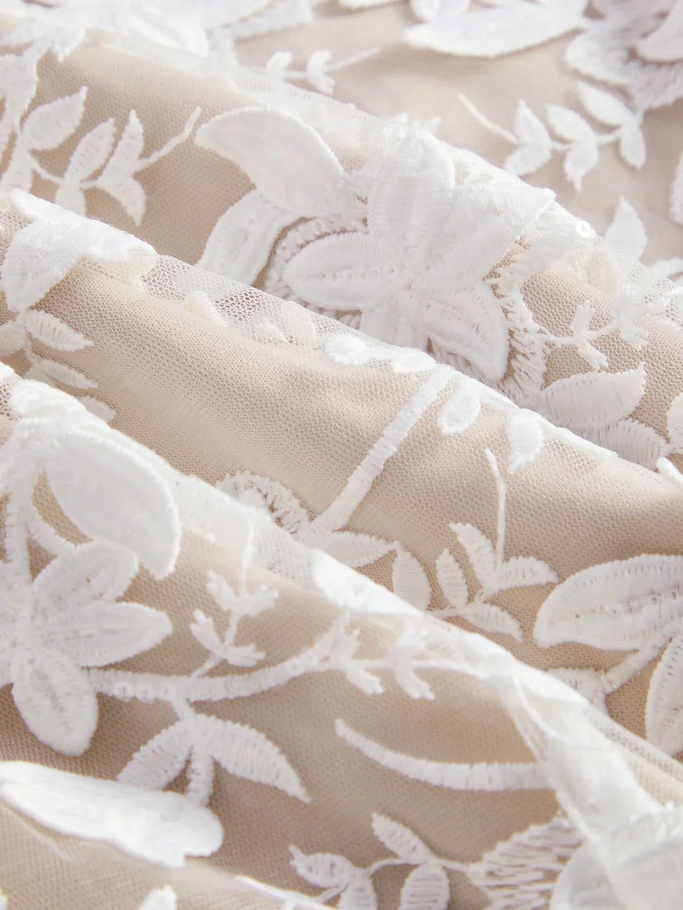Elegant 3D Floral Embroidered Patchwork Pleated Waist Dress SpringSummer For New Year Valentines