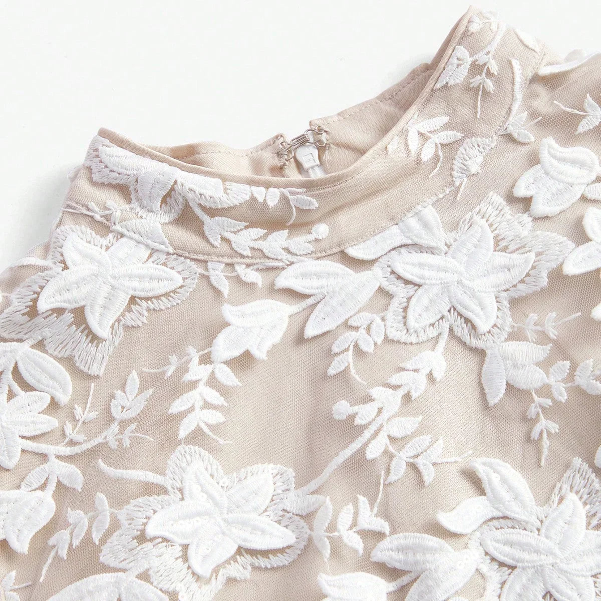 Elegant 3D Floral Embroidered Patchwork Pleated Waist Dress SpringSummer For New Year Valentines