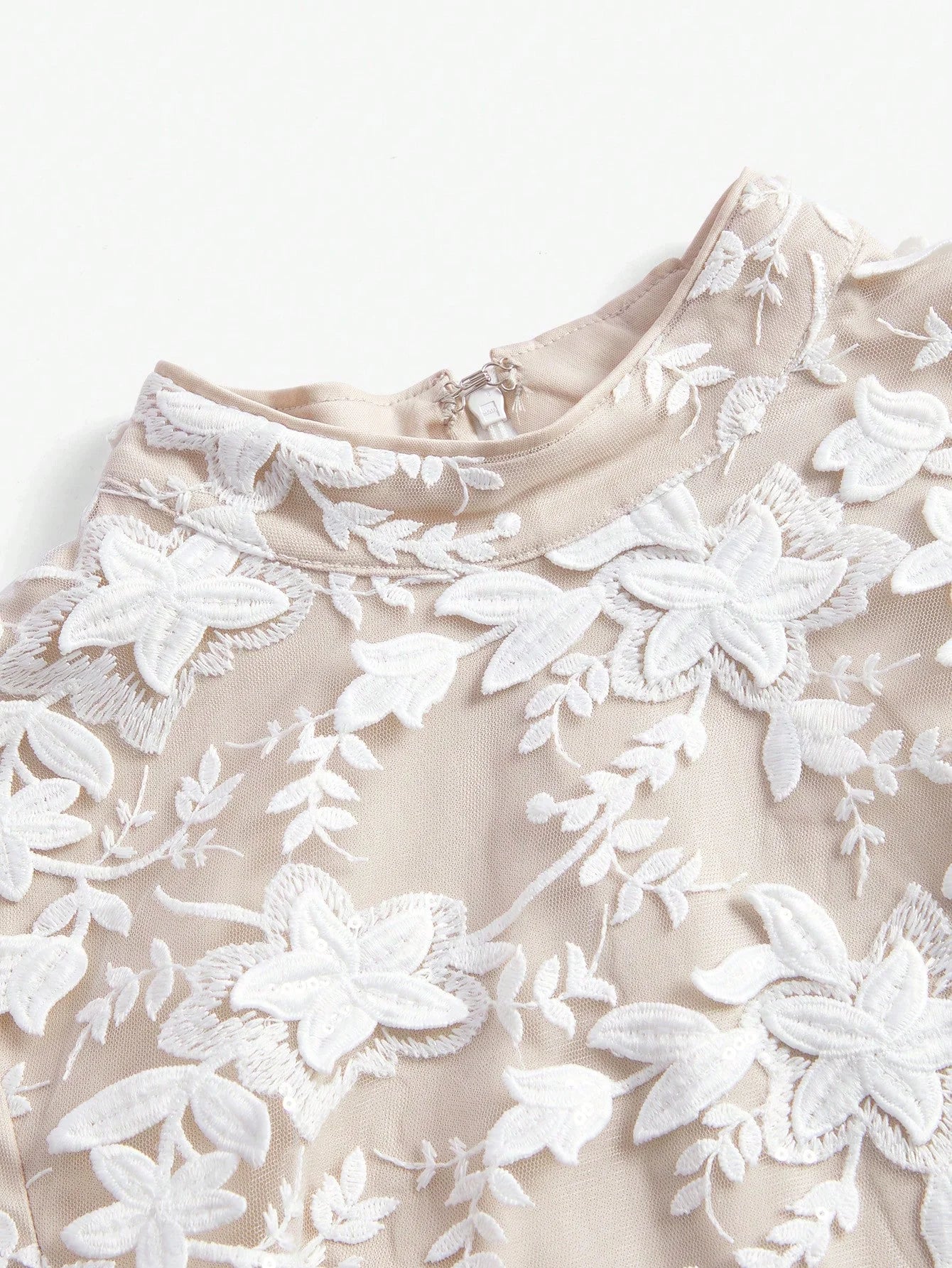 Elegant 3D Floral Embroidered Patchwork Pleated Waist Dress SpringSummer For New Year Valentines