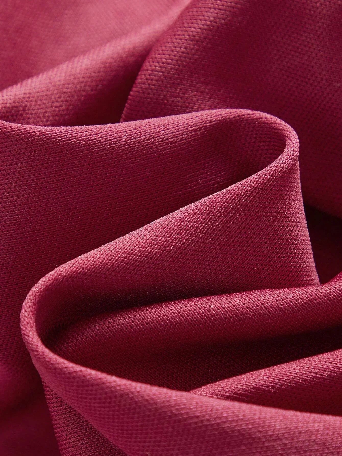 Elegant Christmas 3D Flower Embroider Deep VNeck Long Dress With Flared Hem For Women Burgundy Maxi