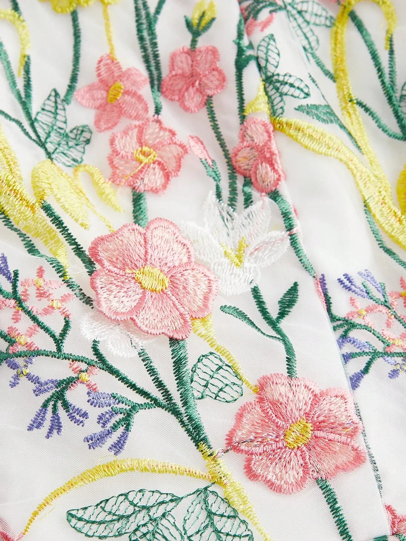 Elegant Floral Embroidered Dress Romantic Long Gown Summer New Years Outfit