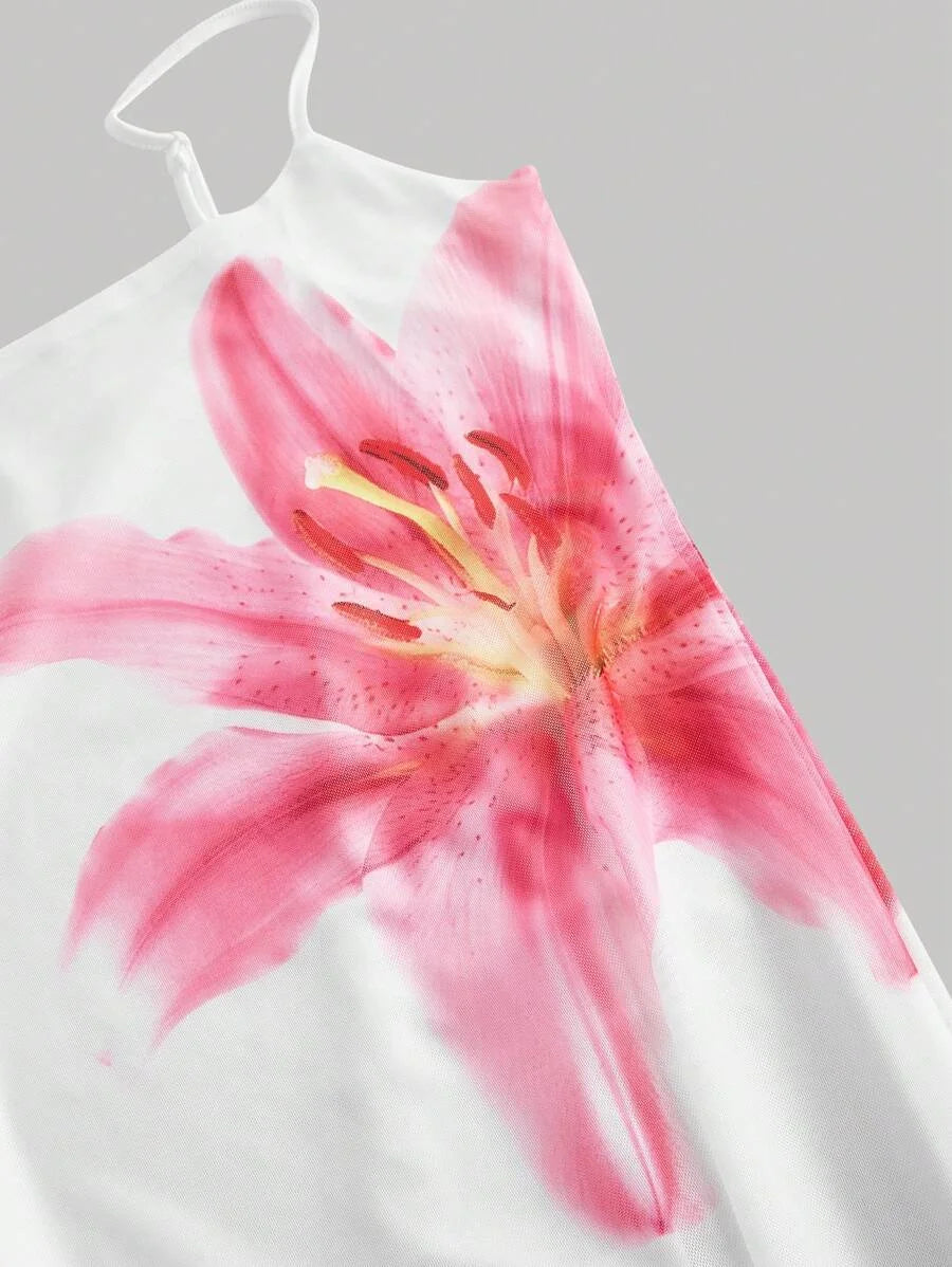 Elegant Floral Print Slip Dress Resort Style Dress Fall DressNew Year Eve DressThanksgiving Women