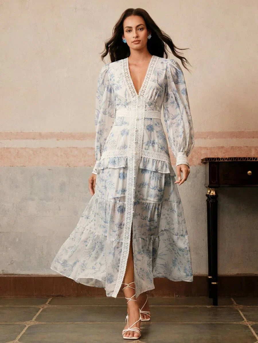 Elegant French Lace amp Pearl Long Sleeve Dress Graceful And Chic Style For Spring Date Night