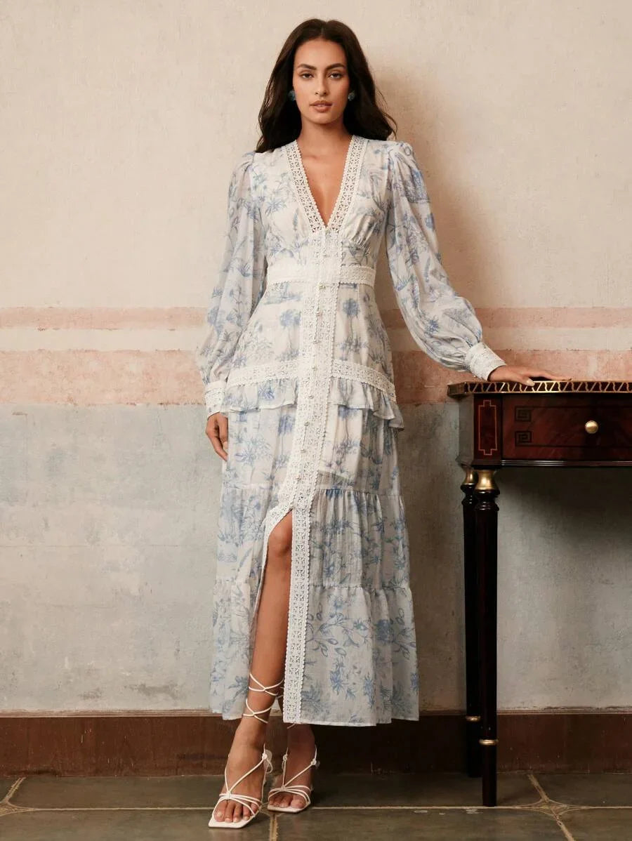 Elegant French Lace amp Pearl Long Sleeve Dress Graceful And Chic Style For Spring Date Night