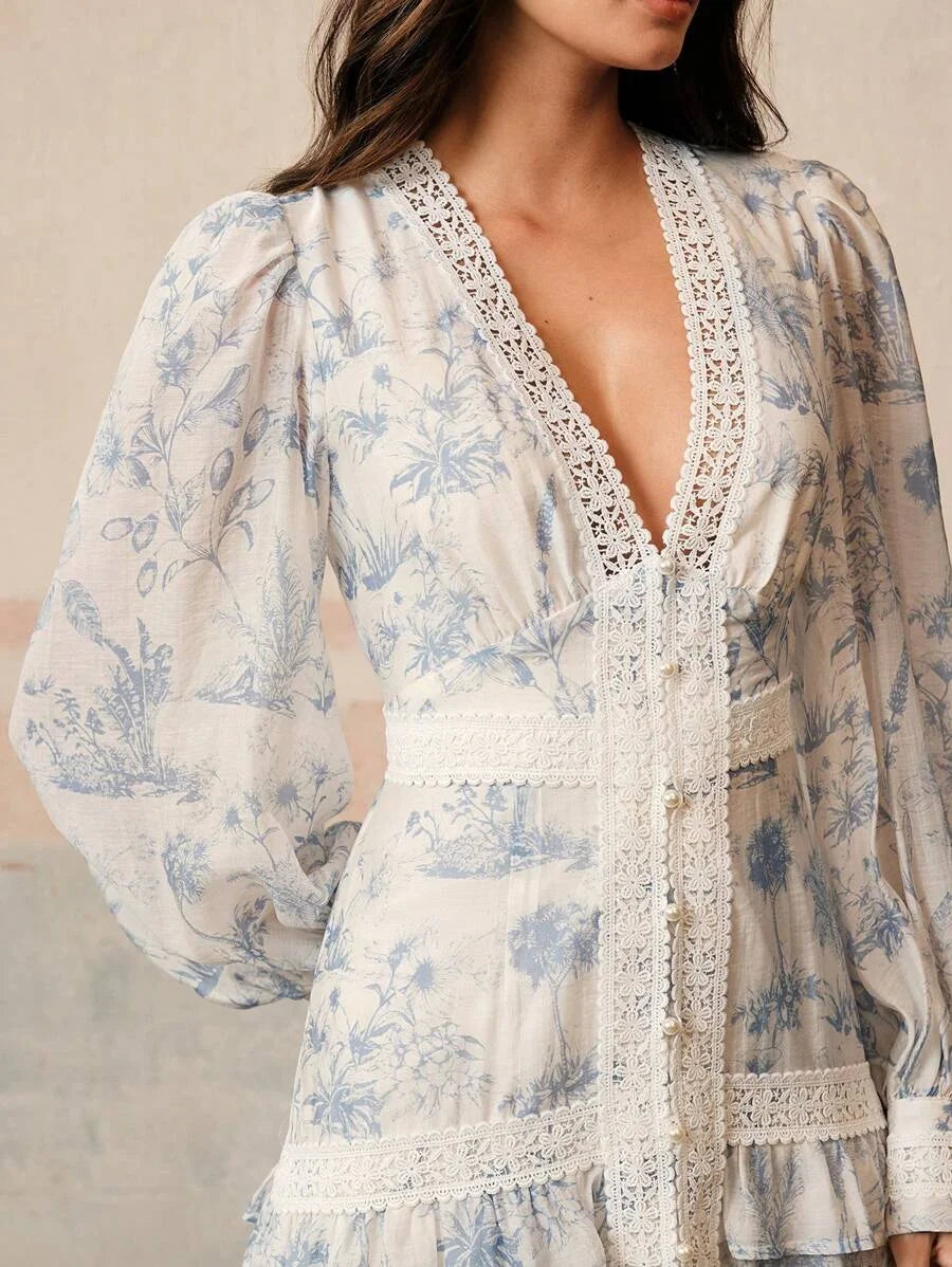 Elegant French Lace amp Pearl Long Sleeve Dress Graceful And Chic Style For Spring Date Night