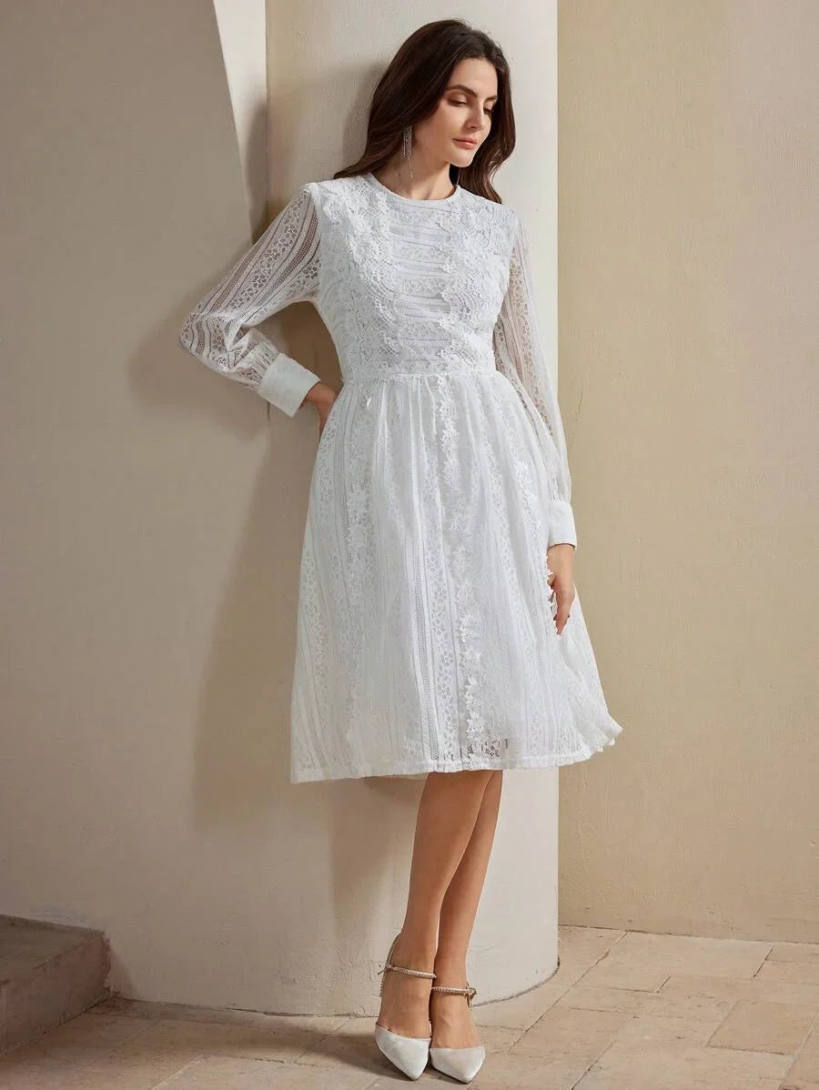 Elegant French Rose Lace Womens Evening Dress Maxi Women Outfit