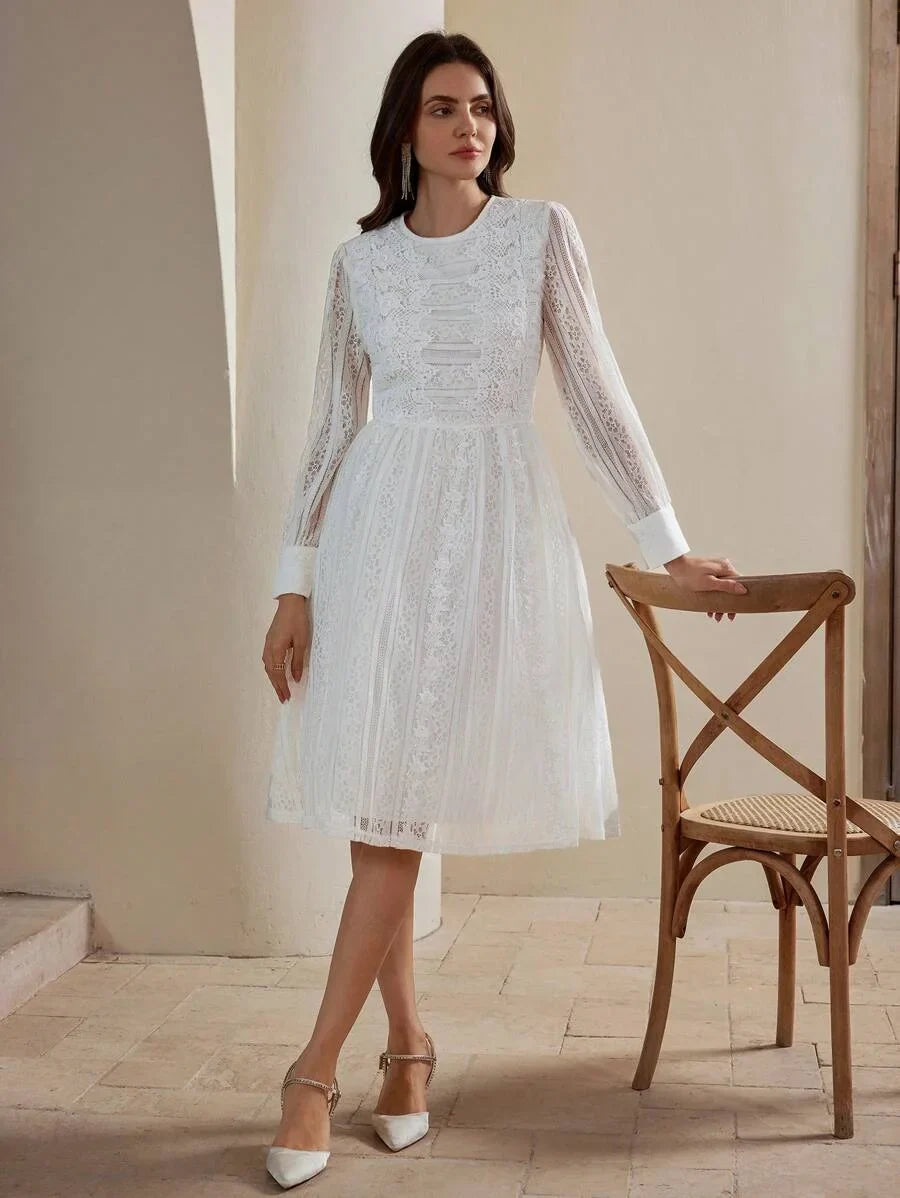Elegant French Rose Lace Womens Evening Dress Maxi Women Outfit