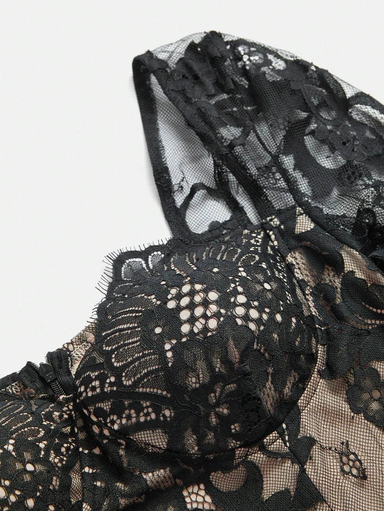 Elegant Lace Long Sleeve Bodycon Dress Maxi Embroidery Women Outfit