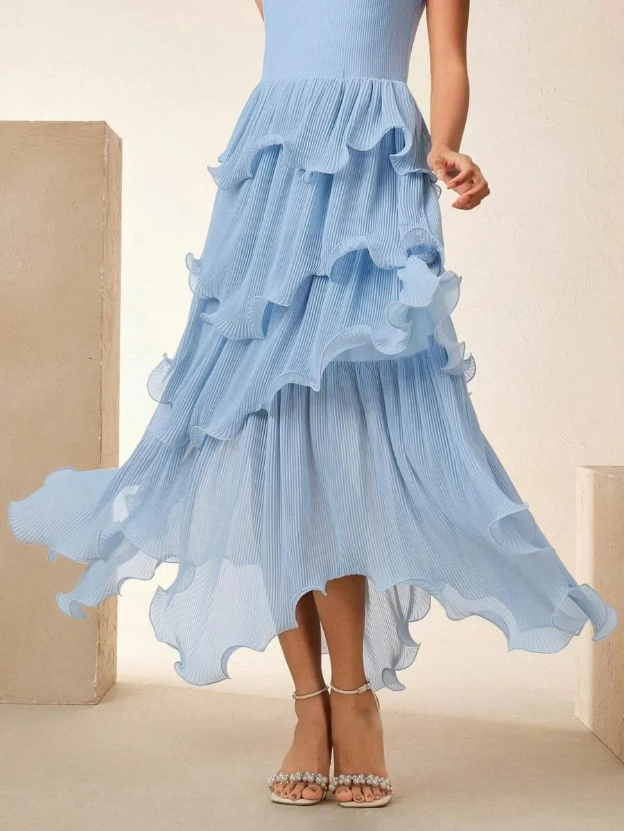 Elegant Sleeveless MidLength Solid Color Dress Beach Festival Summer amp Spring