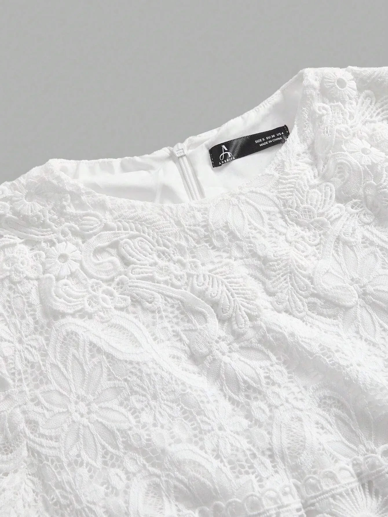 Elegant Solid Color Water Soluble Lace Patchwork Dress