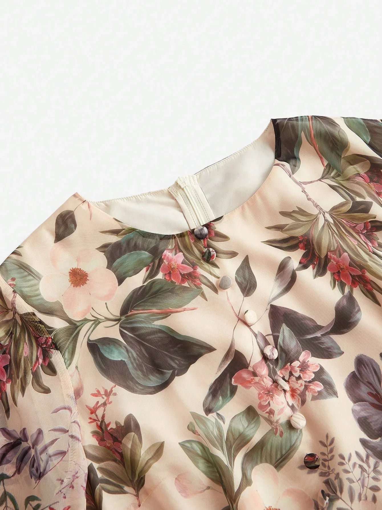 Elegant Womens Camellia Flower Print Layered Ruffle Dress Vacation Outfit