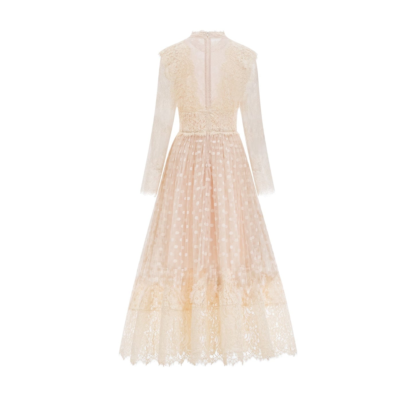 Éliane polkadot laceembroidered midi dress