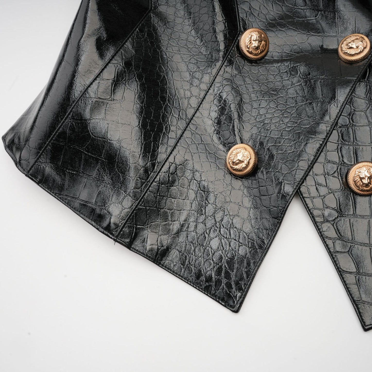 Élodie black leather jacket with cinched waist detail