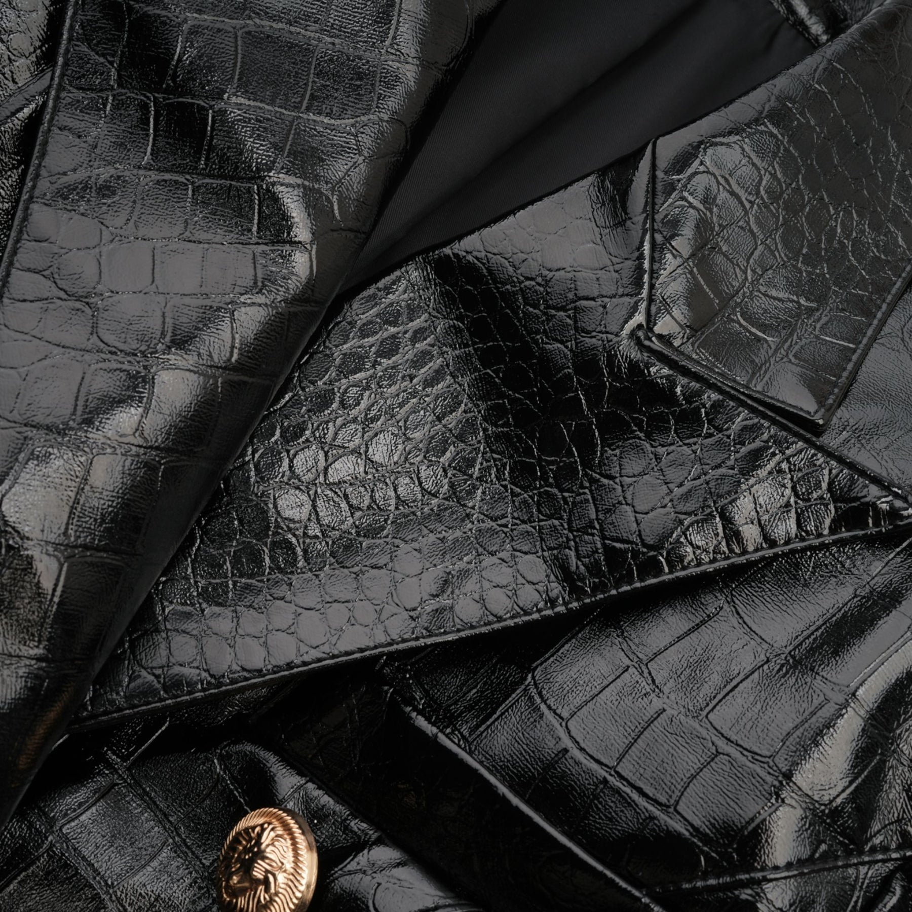 Élodie black leather jacket with cinched waist on white background