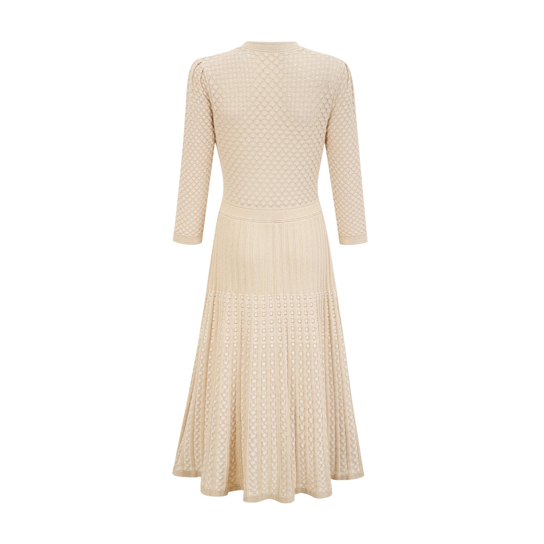 Élodie knitted longsleeve midi dress in Neutrals