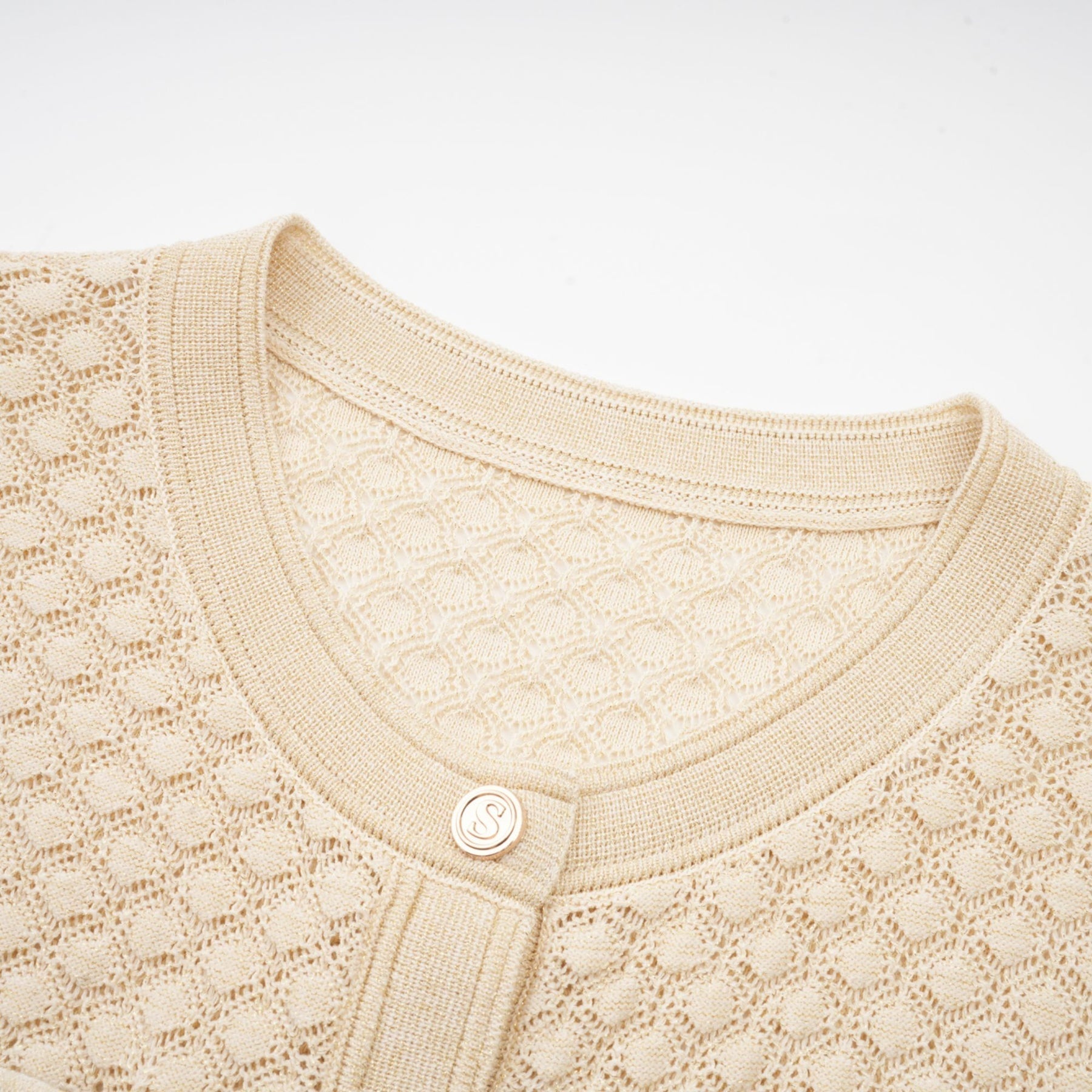 Élodie knitted longsleeve midi dress in Neutrals