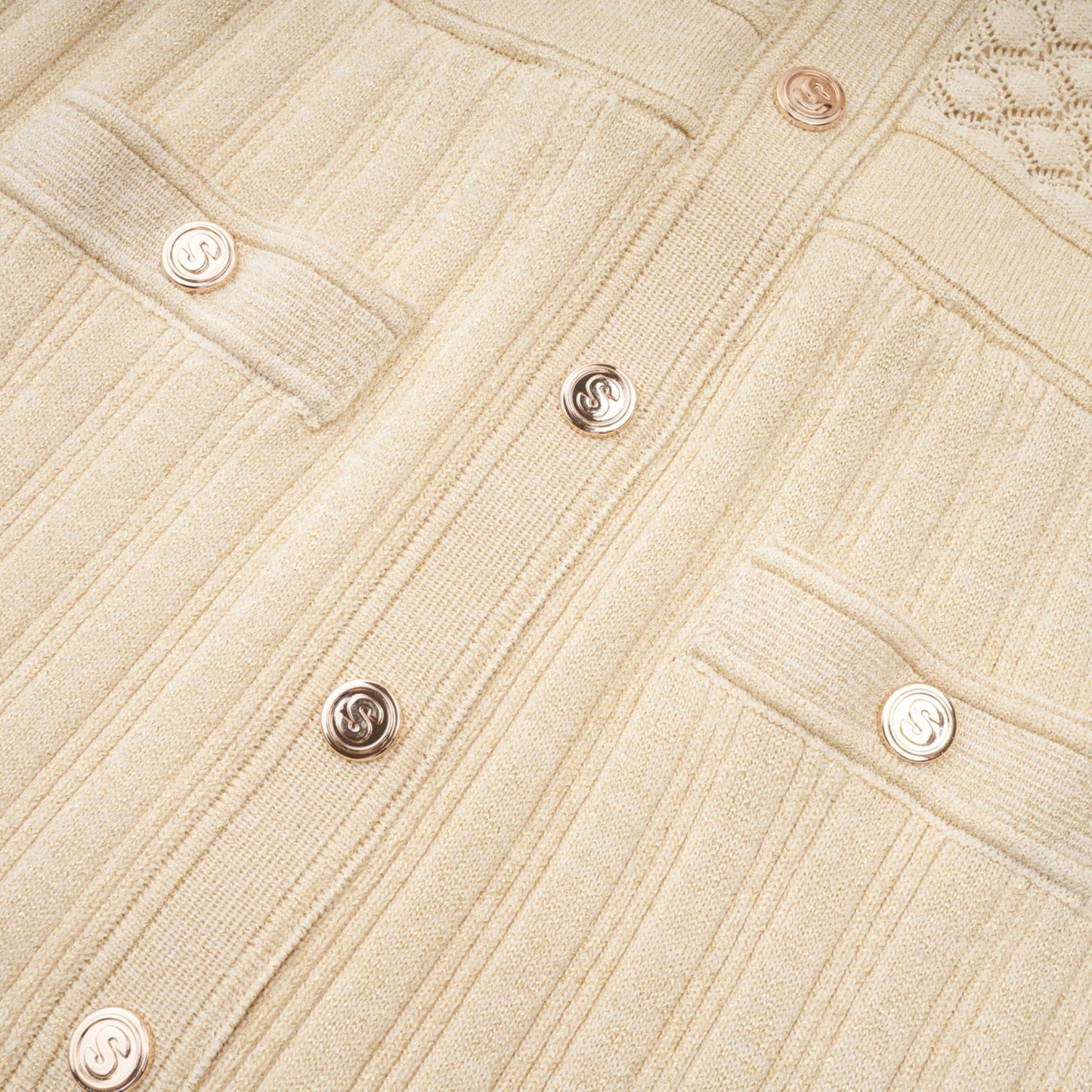 Élodie knitted longsleeve midi dress in Neutrals