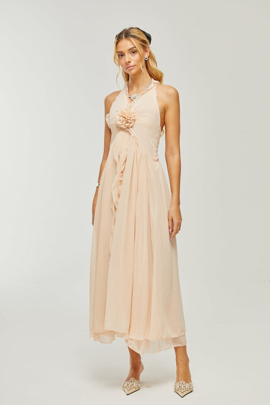 Élodie ruffled fauxflower maxi dress