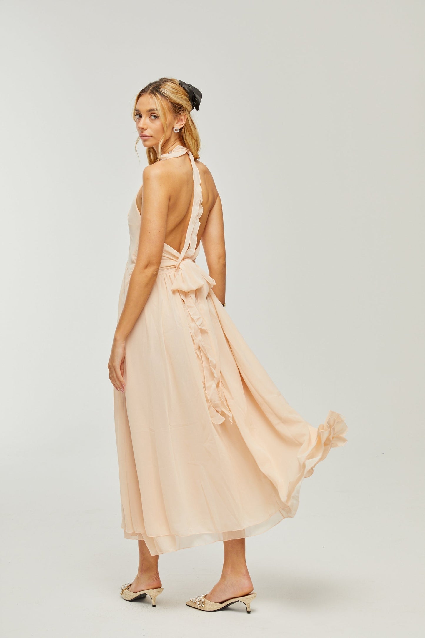 Élodie ruffled fauxflower maxi dress
