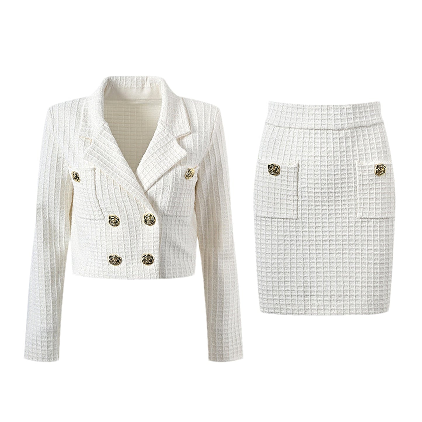Élodie waffleknit jacket skirt matching set