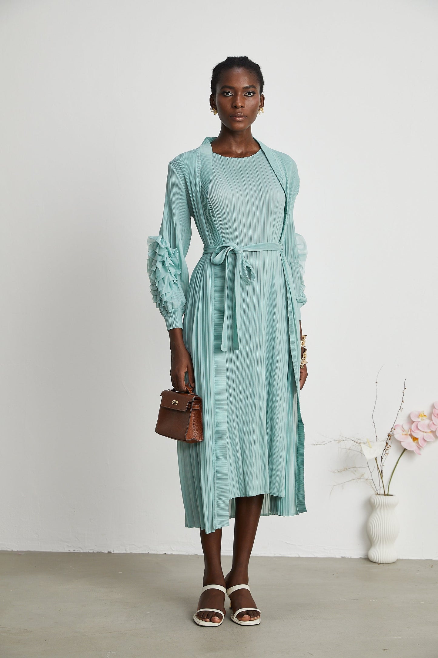 Éloïse fauxflower knitted dress coat matching set