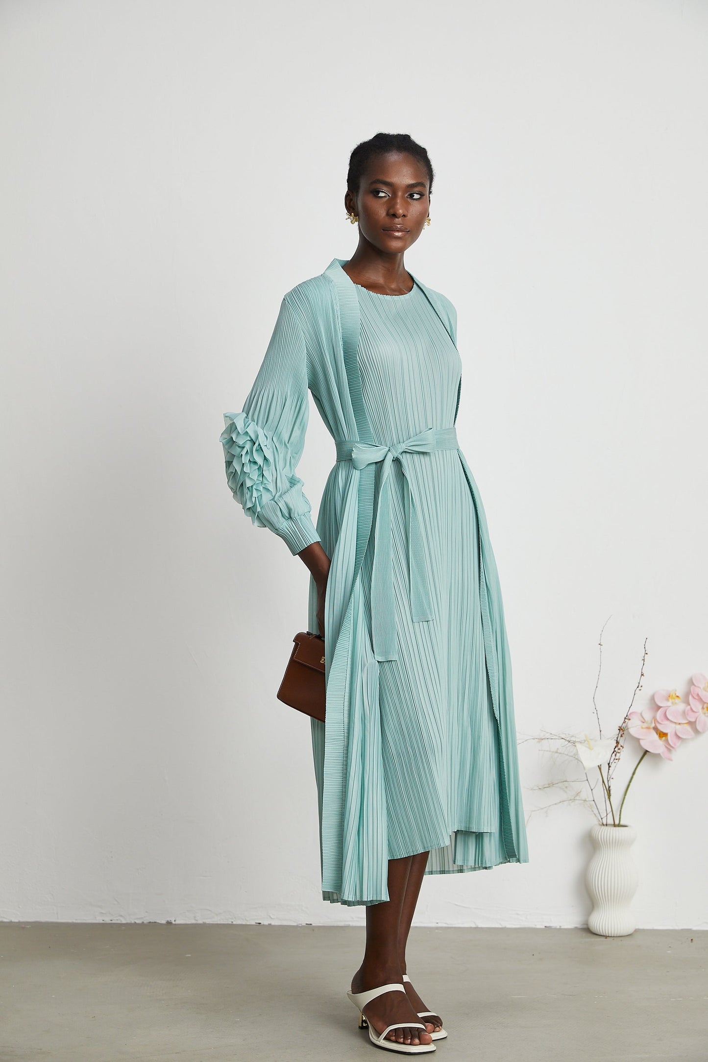 Éloïse fauxflower knitted dress coat matching set