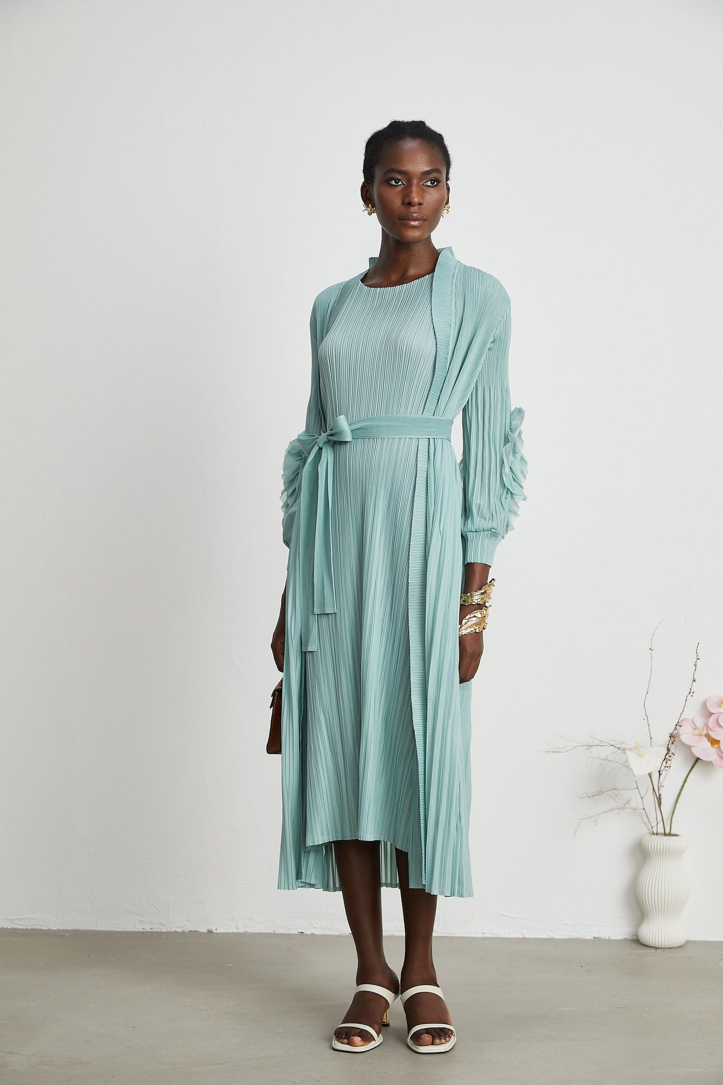 Éloïse fauxflower knitted dress coat matching set