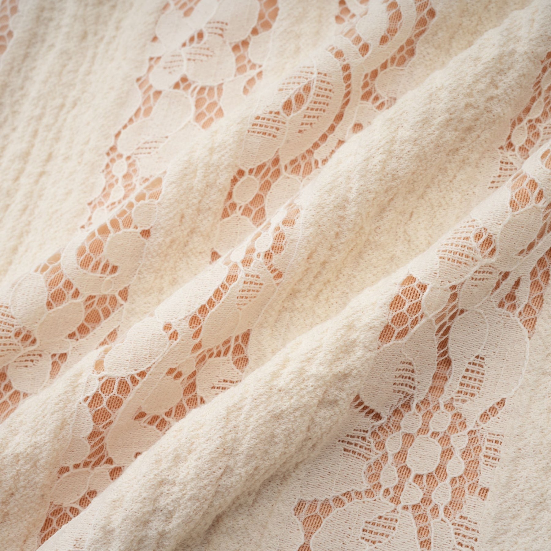 Émeline floral lace flaredcuff mini dress in Neutrals