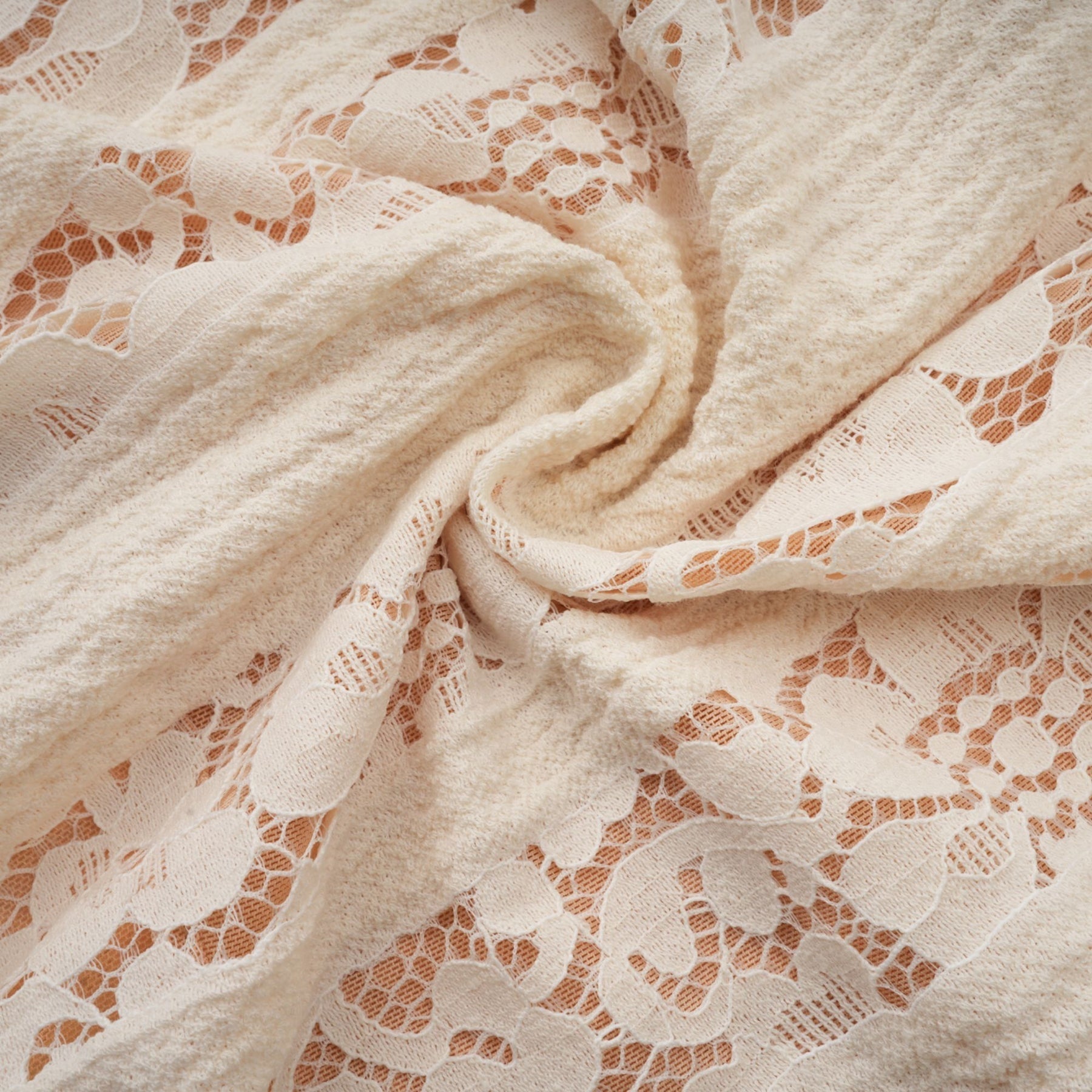 Émeline floral lace flaredcuff mini dress in Neutrals