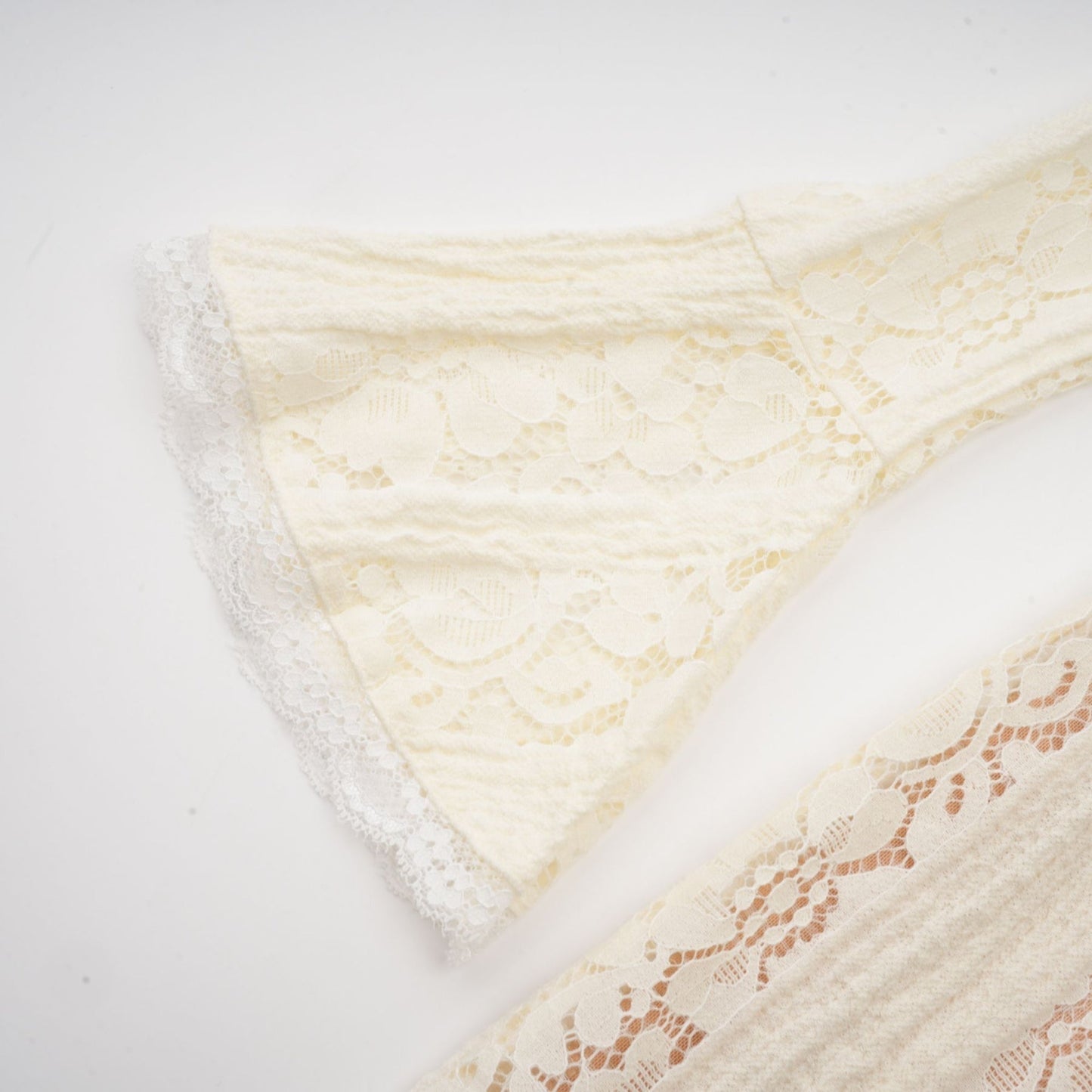 Émeline floral lace flaredcuff mini dress in Neutrals