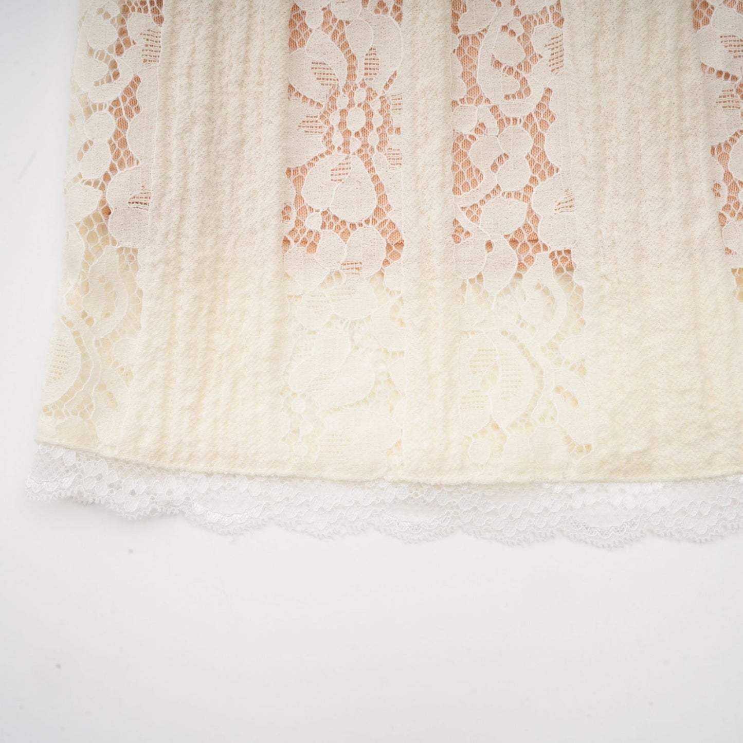 Émeline floral lace flaredcuff mini dress in Neutrals