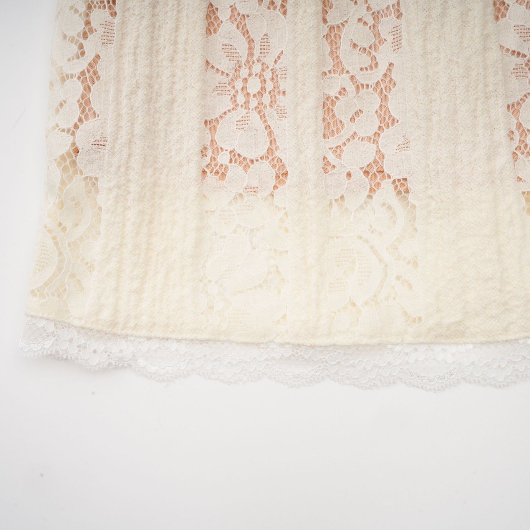 Émeline floral lace flaredcuff mini dress in Neutrals