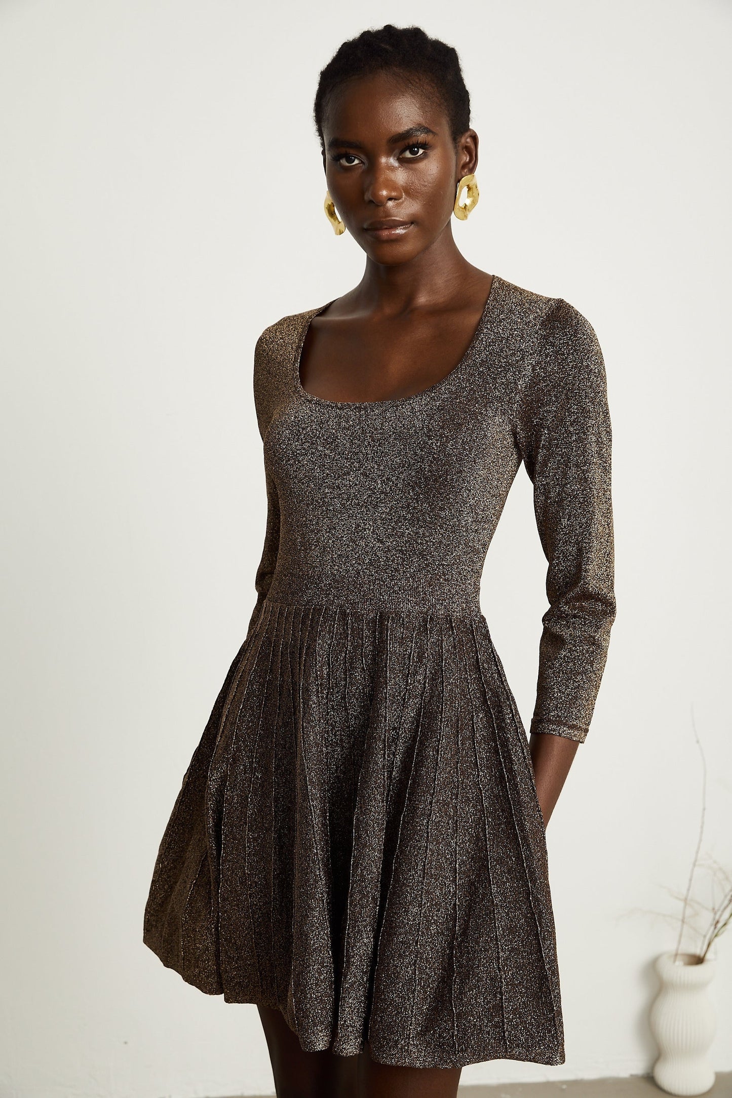 Émeline metallicthreading ribbed mini dress