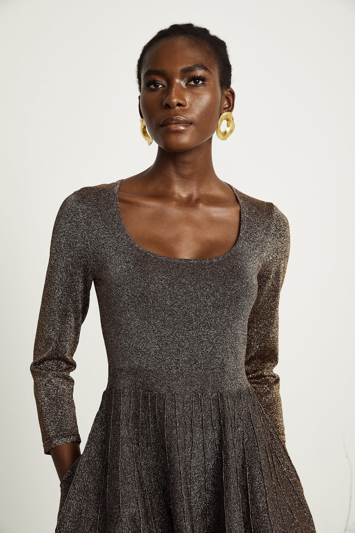 Émeline metallicthreading ribbed mini dress
