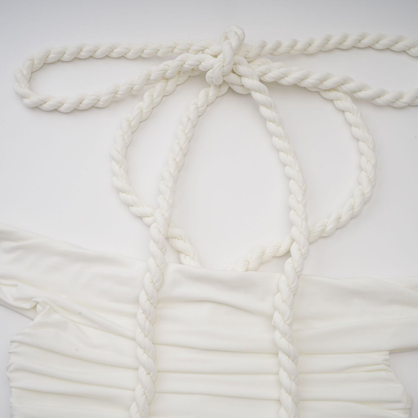 Émeline white braided ropedetail midi dress
