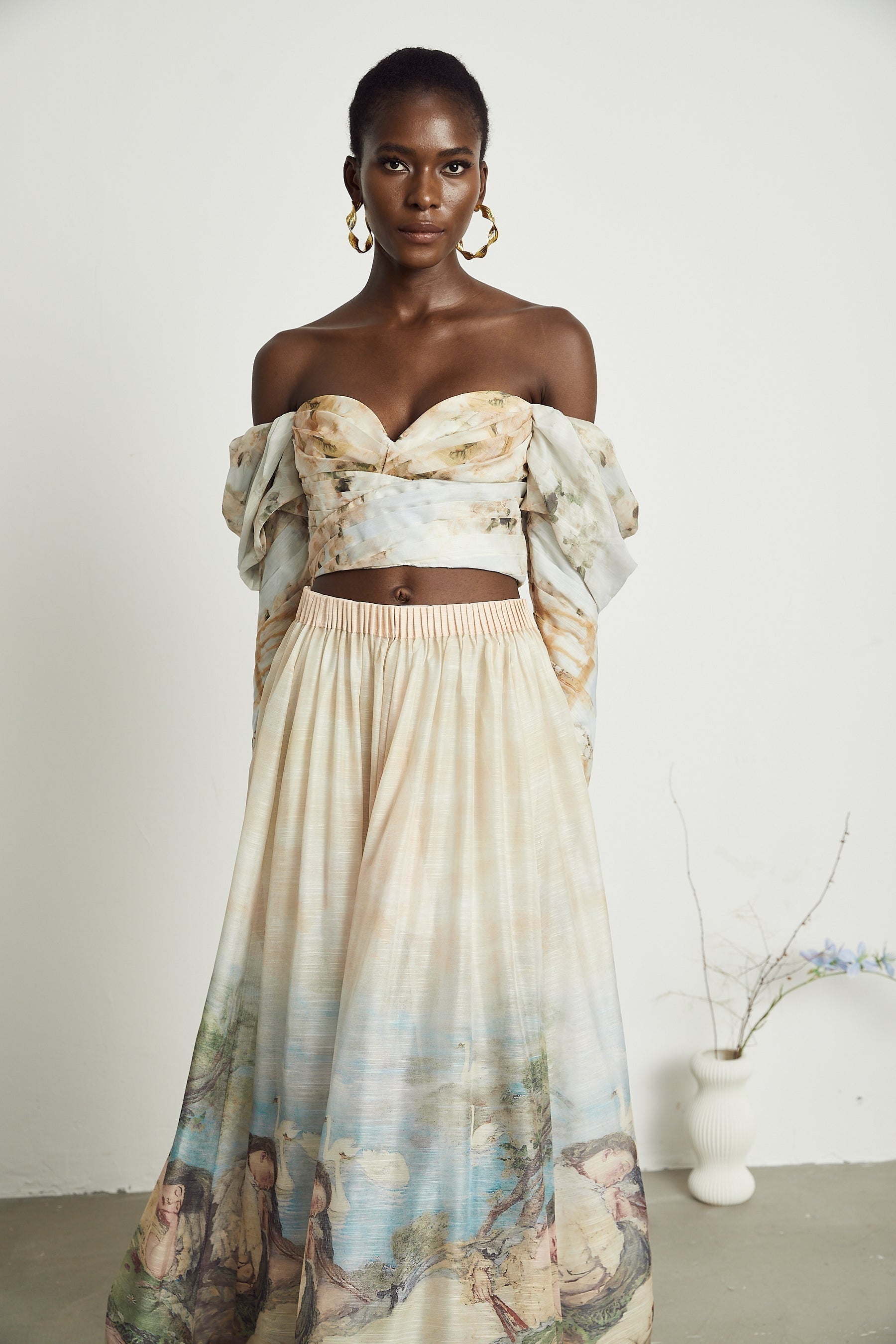 Émmanuelle patternprint top  skirt matching set