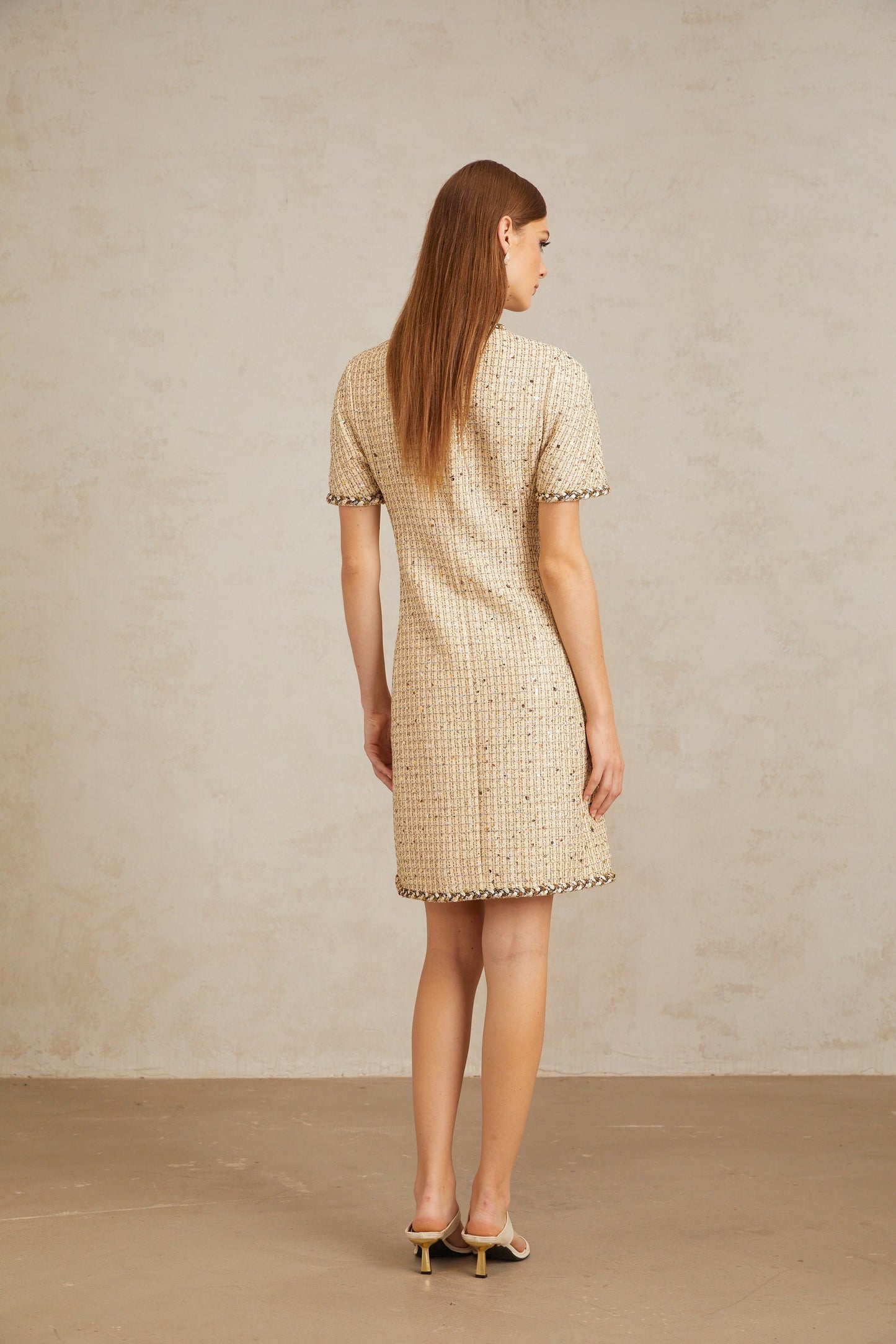 Énergie Neutral ALine Tweed Mini Dress